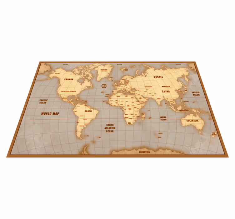 Vintage beige layout world map vinyl carpet - TenStickers