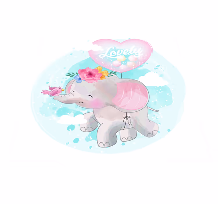 Childlike Elephant Illustration nursery vinyl carpet - TenStickers