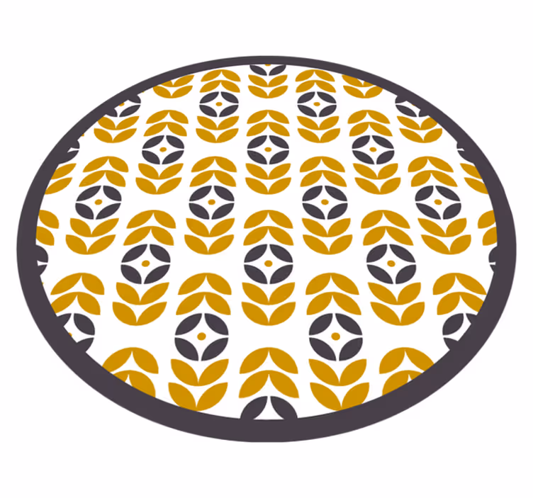 Stylish Leaf Pattern circular vinyl carpet - TenStickers
