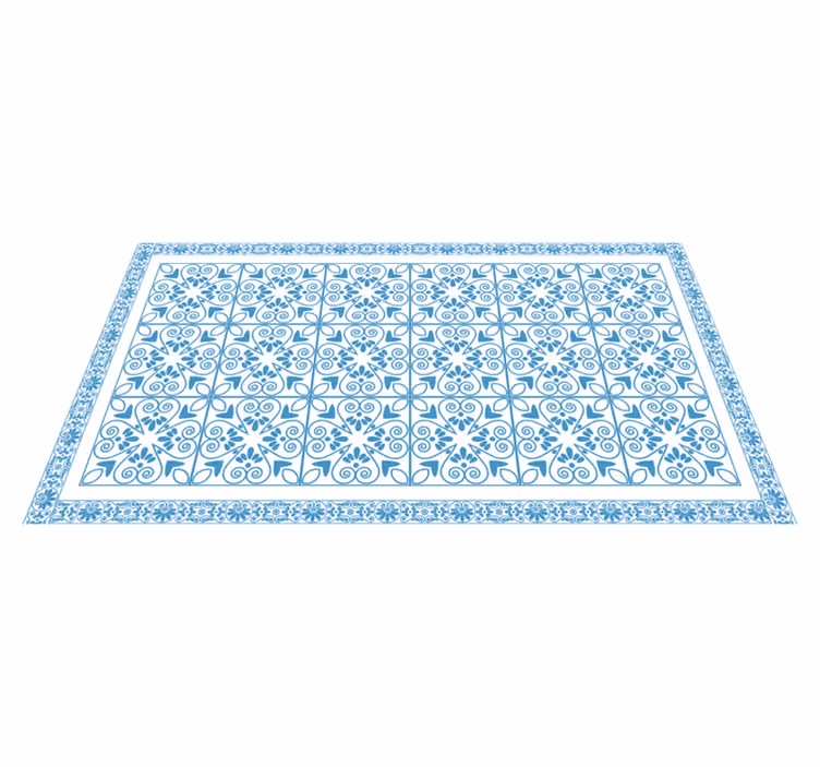 Azure Botanical Elements kitchen vinyl carpet - TenStickers