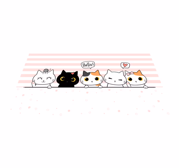 Cute Cat Friends kids vinyl carpet - TenStickers