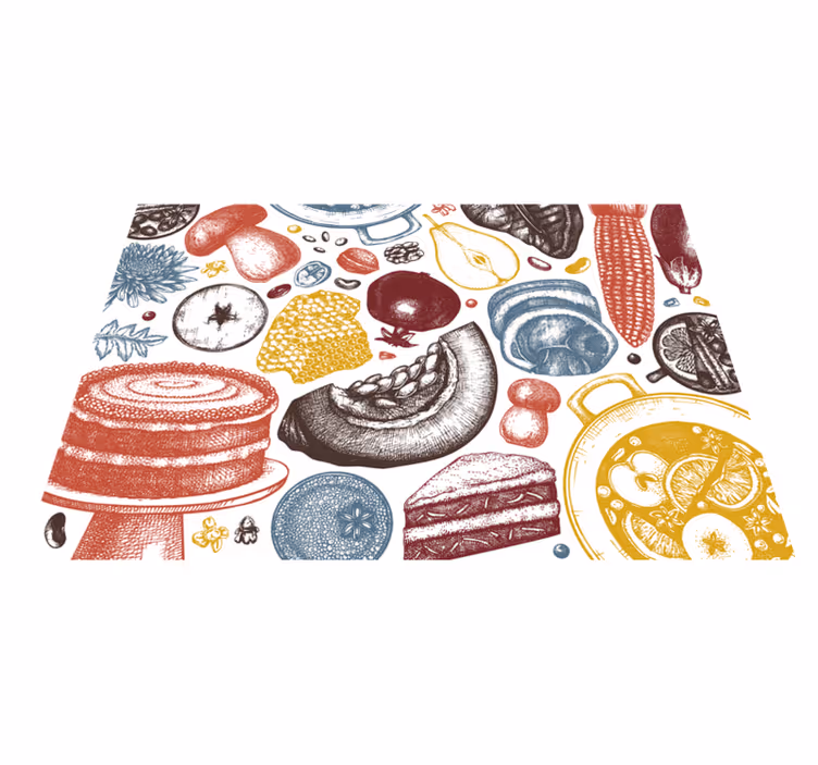 Culinary illustrations kitchen vinyl carpet - TenStickers