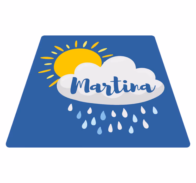 Rainy cloud with name kids vinyl carpet - TenStickers