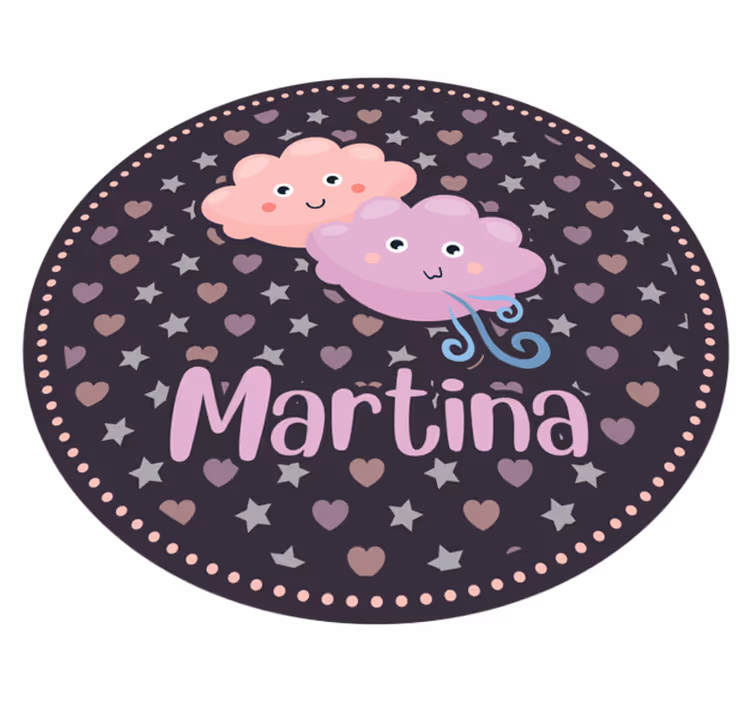 Purple clouds with name kids vinyl carpet - TenStickers