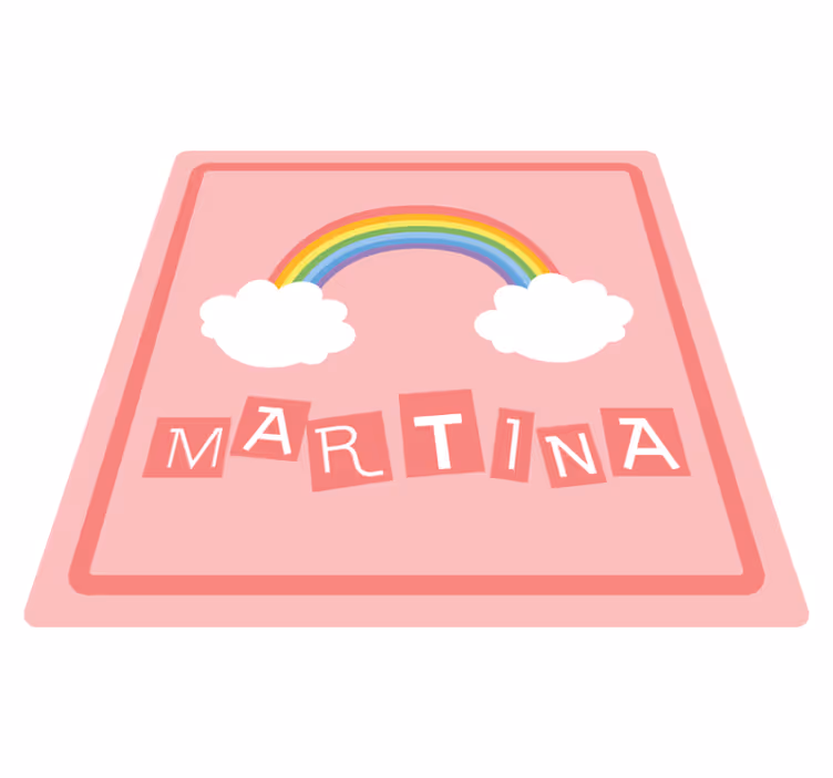 Pink rainbow clouds with name personalised mat - TenStickers