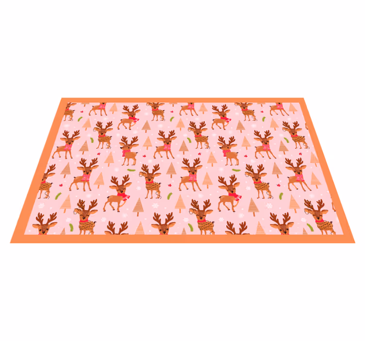Reindeer pink theme Christmas vinyl carpet - TenStickers