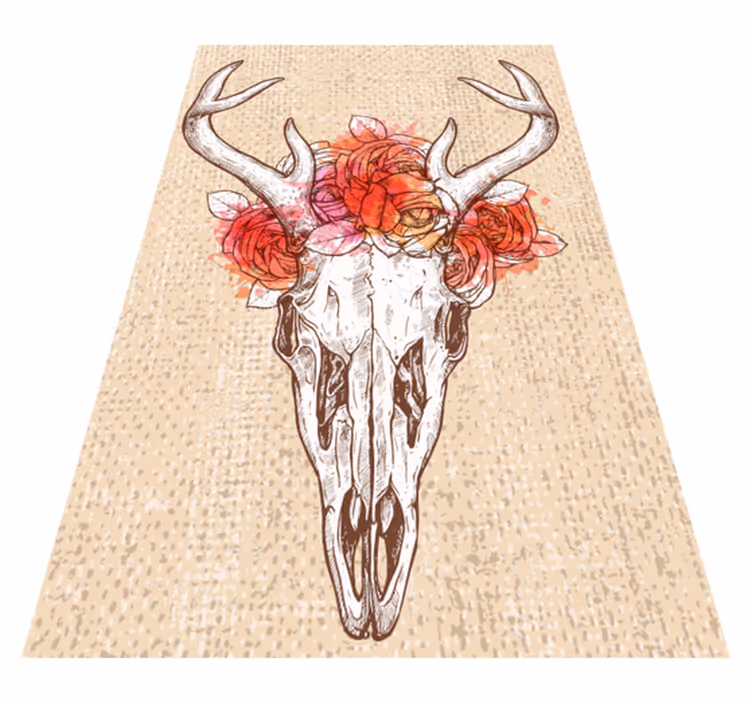 Skull floral arrangement animal vinyl carpet - TenStickers
