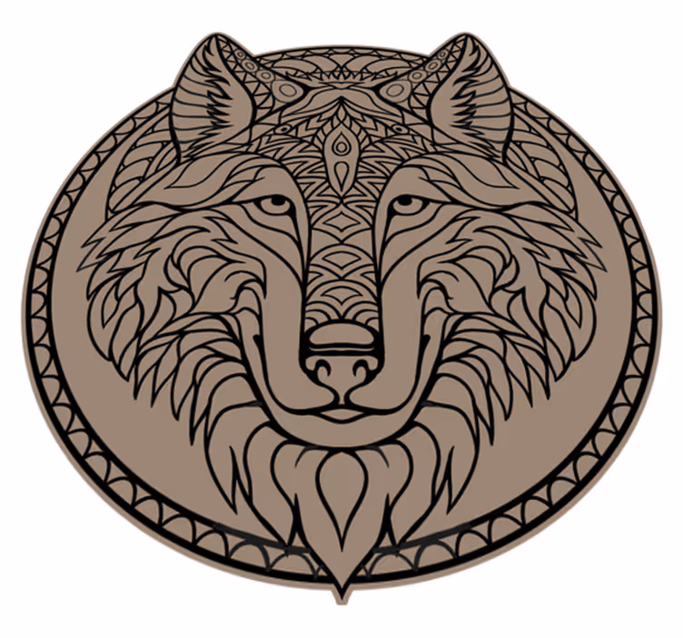 Brown wolf design animal vinyl carpet - TenStickers