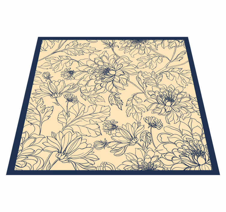 Elegant floral outline living room vinyl carpet - TenStickers