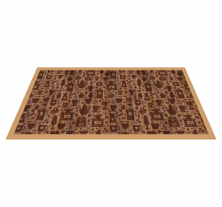 Coffee cup patterns kitchen vinyl carpet - TenStickers