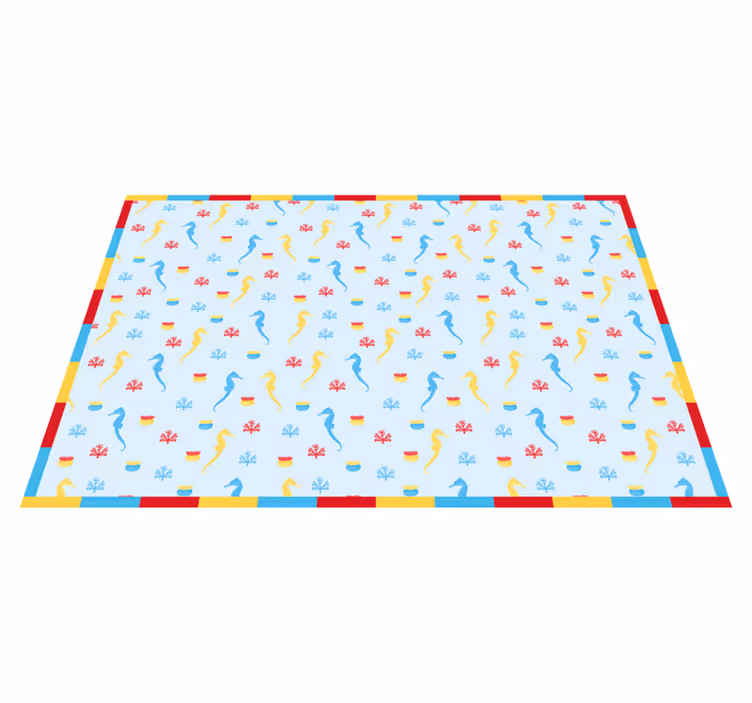 Seahorse blue design bathroom vinyl carpet - TenStickers