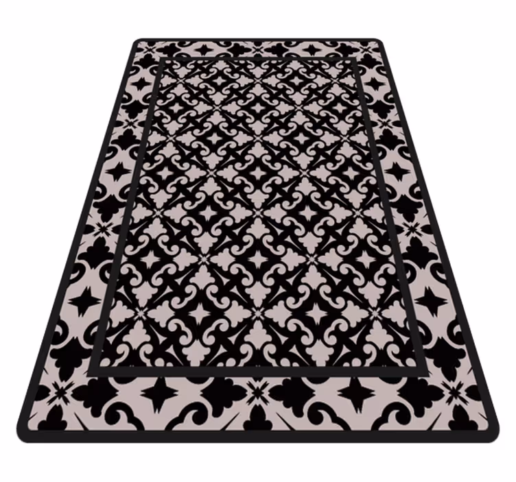 Elegant black pattern kitchen vinyl carpet - TenStickers