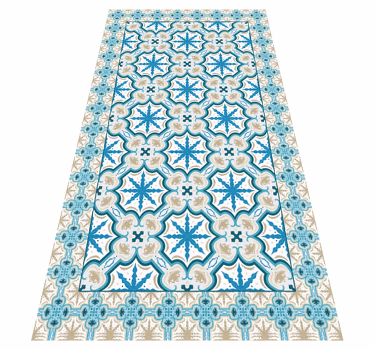 Azure botanical print tile vinyl carpet - TenStickers