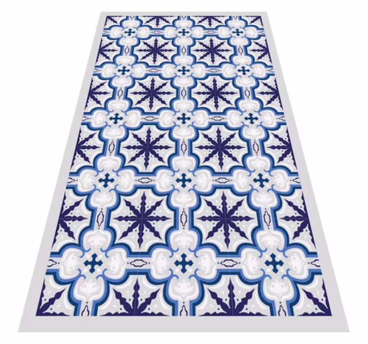 Intricate Blue Pattern tile vinyl carpet - TenStickers