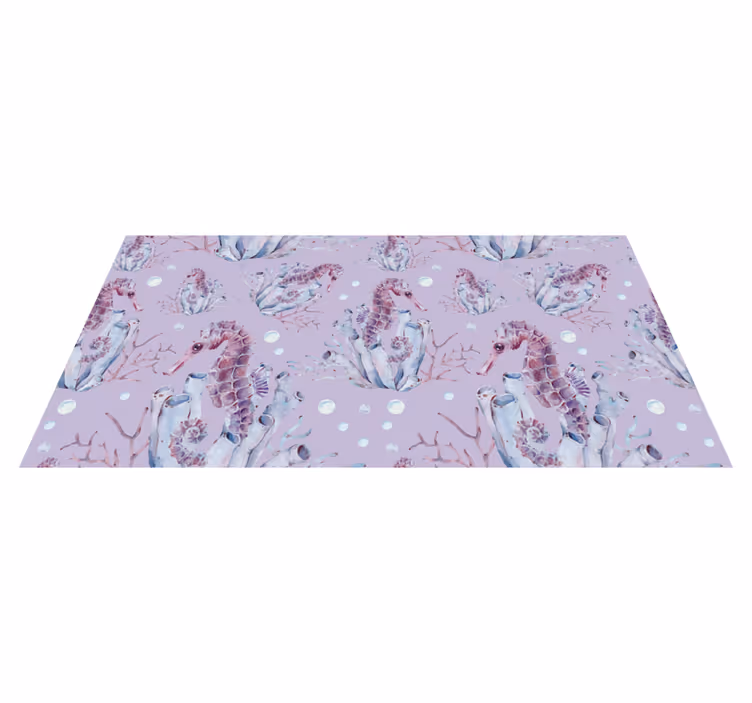 Seahorse coral design bathroom vinyl carpet - TenStickers