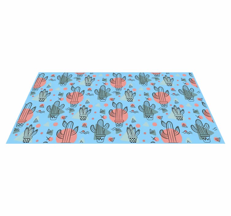 Blue cactus pattern kitchen vinyl carpet - TenStickers