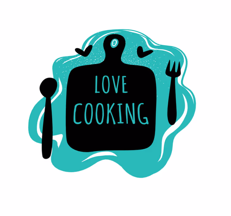 Cutting board love cooking kitchen vinyl carpet - TenStickers