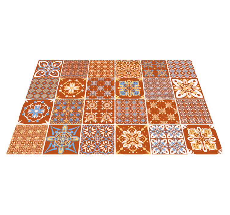 Orange mosaic tile vinyl carpet - TenStickers