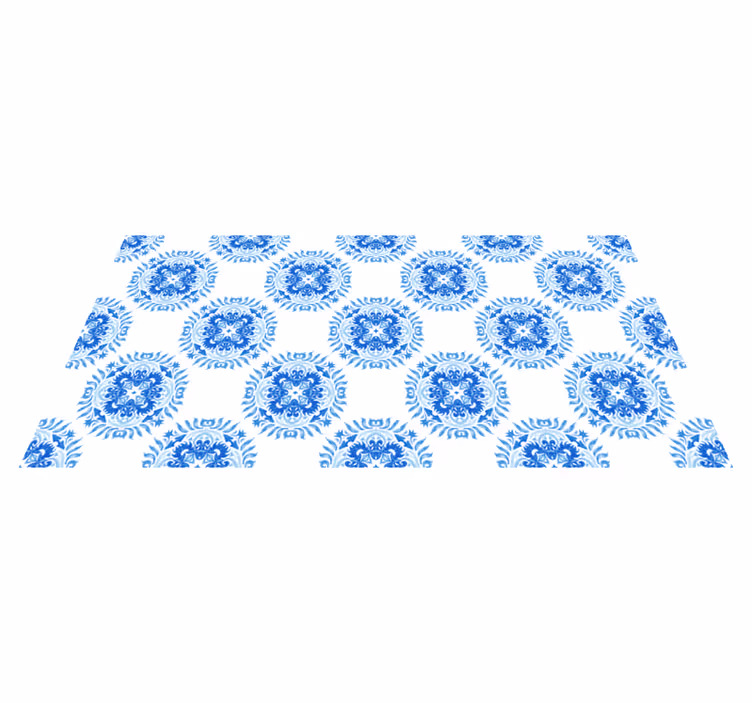 Azure Blossom Elements mosaic vinyl carpet - TenStickers