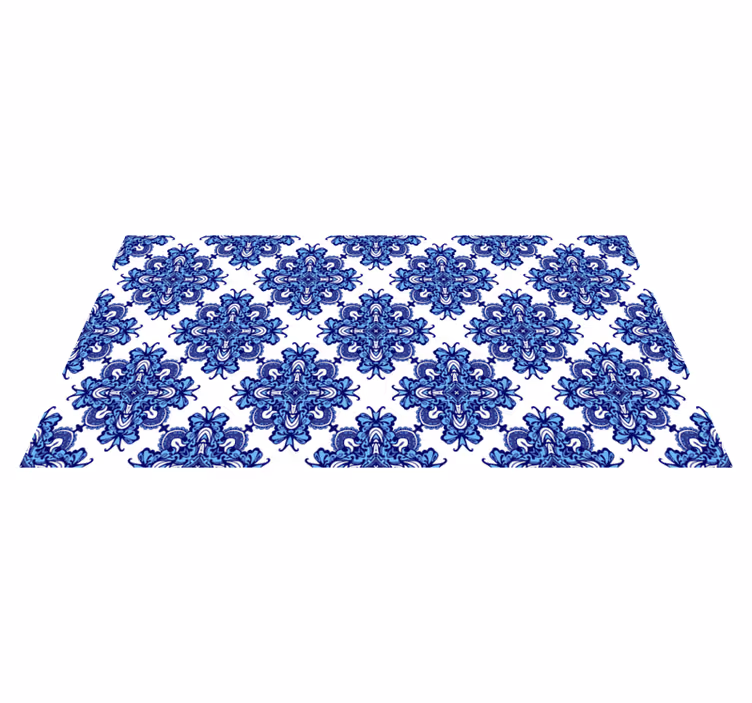 Intricate blue motif mosaic vinyl carpet - TenStickers