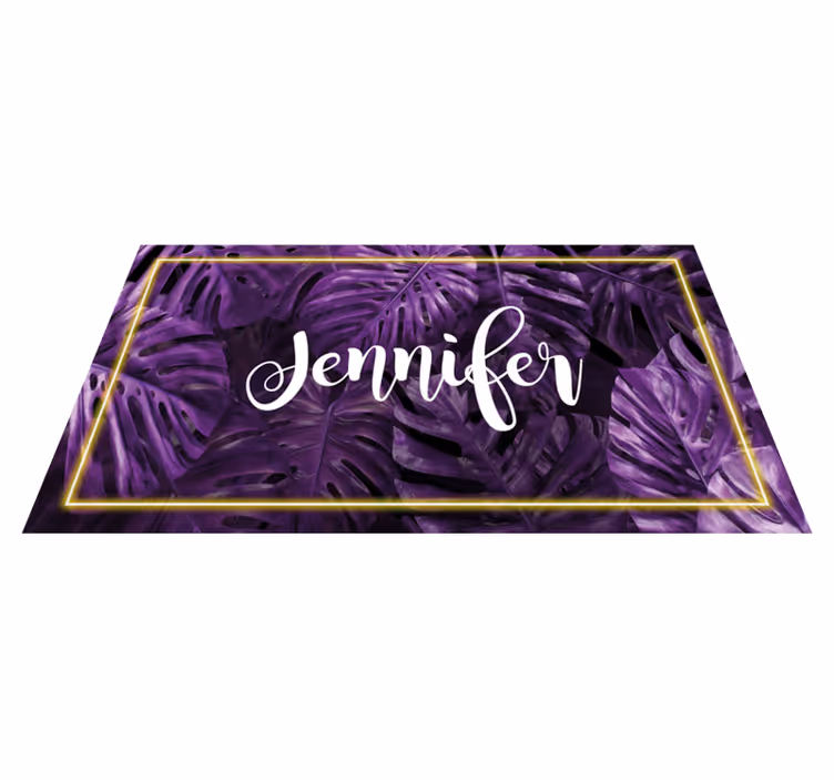 Purple monstera with name bedroom vinyl carpet - TenStickers