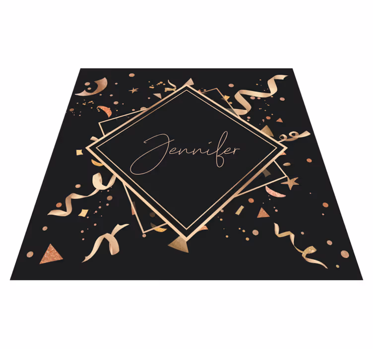 Gold confetti with name teen vinyl carpet - TenStickers