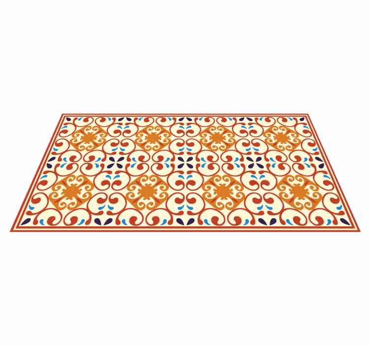 Elaborate Botanical Motif mosaic vinyl carpet - TenStickers
