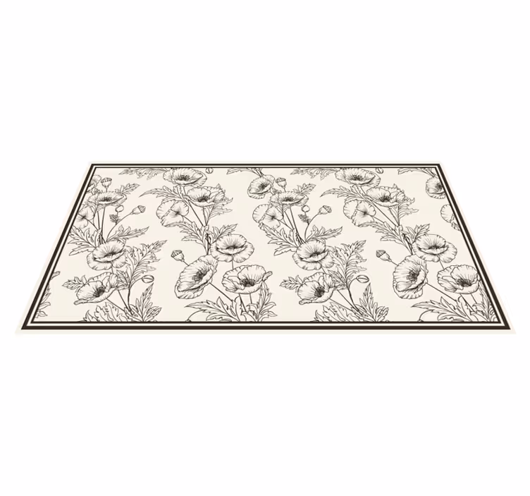 Floral outline pattern living room vinyl carpet - TenStickers