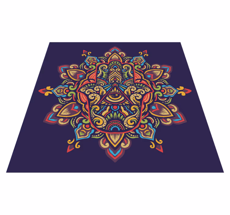 Blue background design mandala vinyl carpet - TenStickers
