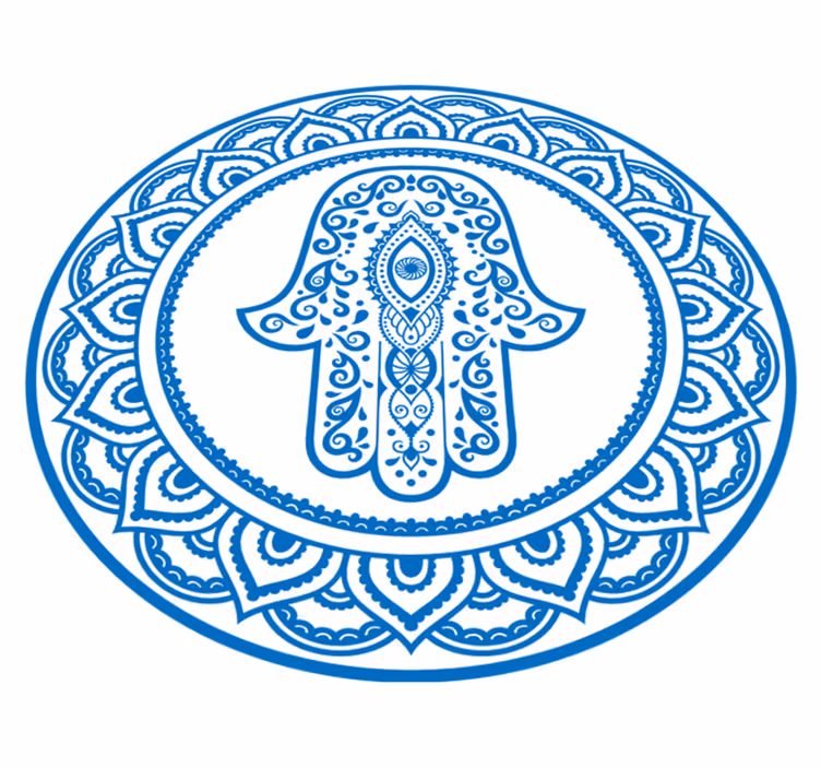 Round Hand of Fatima mandala vinyl carpet - TenStickers