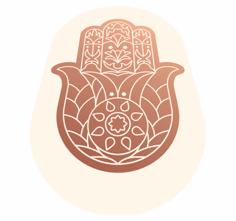 Beige Hand of  Fatima mandala vinyl carpet - TenStickers