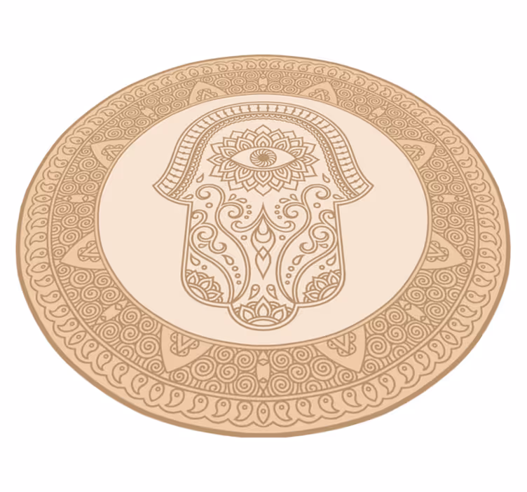 Beige Fatima Hand Symbol mandala vinyl carpet - TenStickers