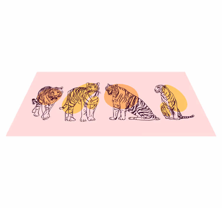 Framed tiger illustration animal vinyl carpet - TenStickers