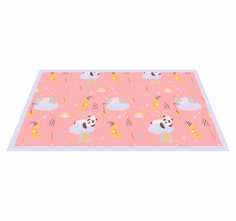 Clouds on pink background kids vinyl carpet - TenStickers