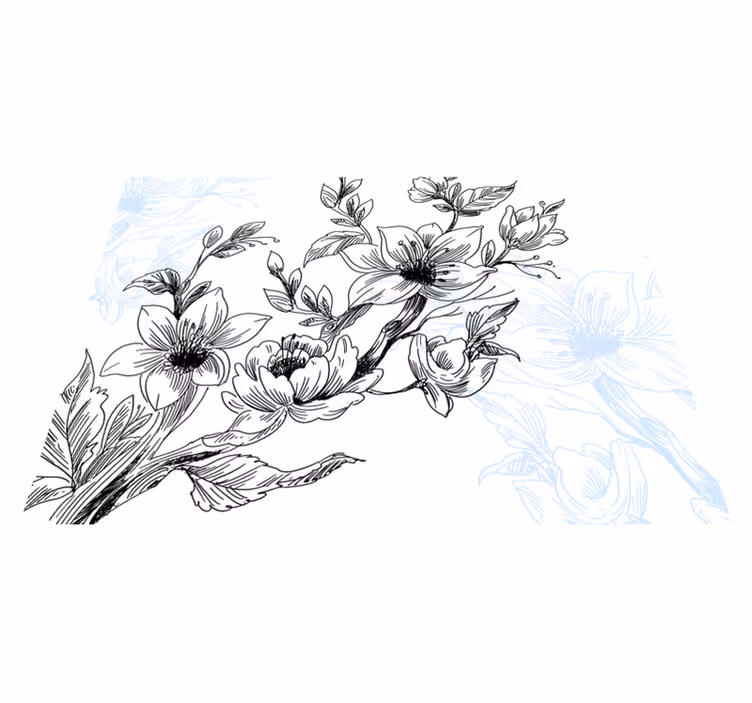 Azure Blossom Concept floral vinyl carpet - TenStickers