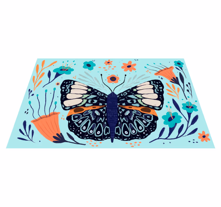 Colorful Butterfly Details floral vinyl carpet - TenStickers