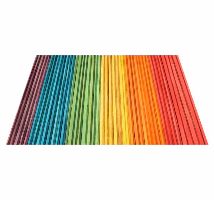 Rainbow striped layers wood effect vinyl carpet - TenStickers