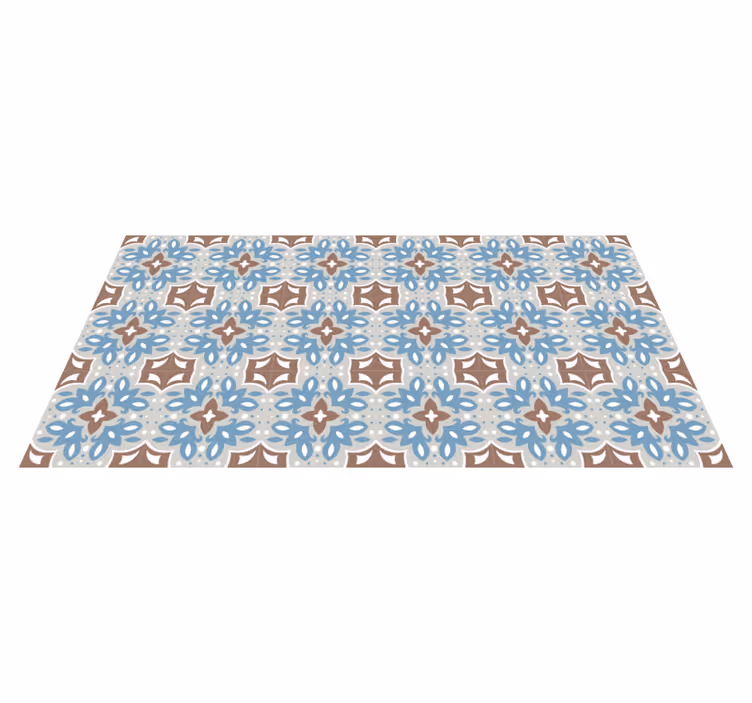 Floral blue pattern kitchen vinyl carpet - TenStickers