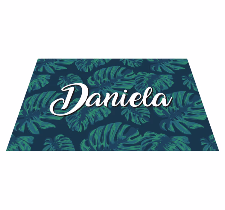 Tropical leaves with name teen vinyl carpet - TenStickers