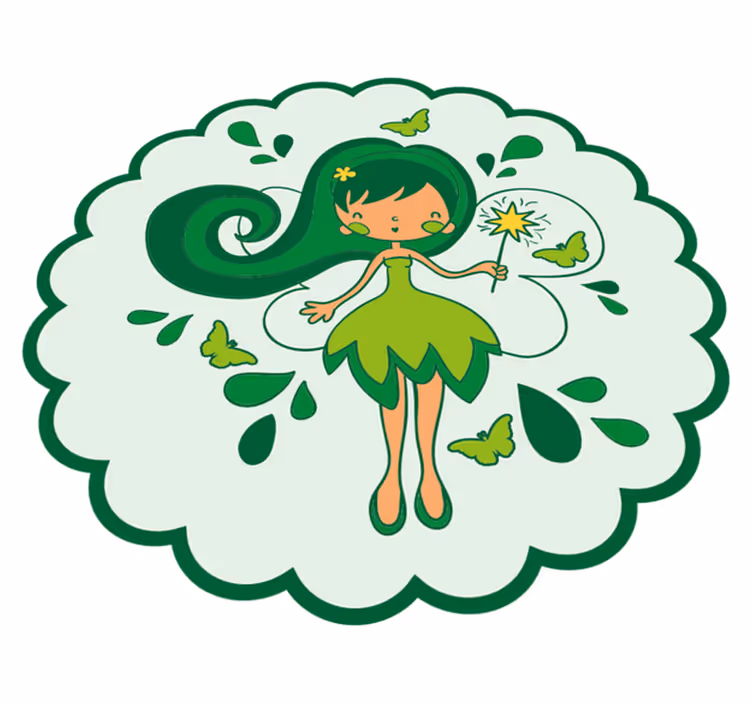 Green fairy character kids vinyl carpet - TenStickers