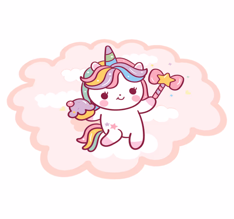Baby unicorn with wand kids vinyl carpet - TenStickers