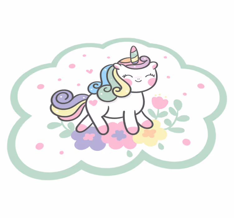 Cute Unicorn Illustration kids vinyl carpet - TenStickers