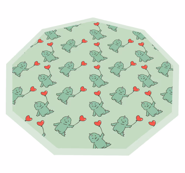Green dragons with hearts kids vinyl carpet - TenStickers