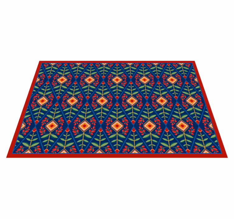 Geometric vinyl carpet with botanical design - TenStickers