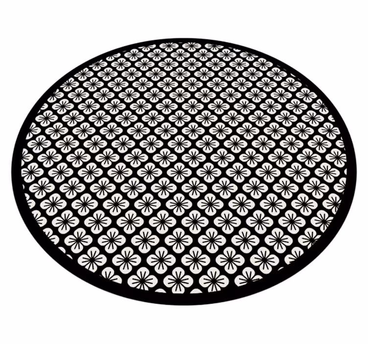 Black Flower Emblem floral vinyl carpet - TenStickers