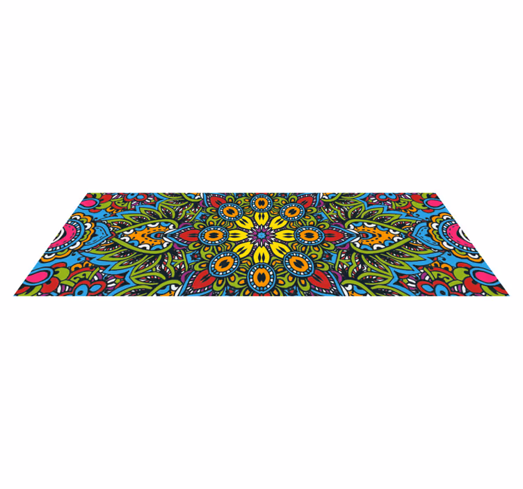 Vibrant Floral Patterns mandala vinyl carpet - TenStickers