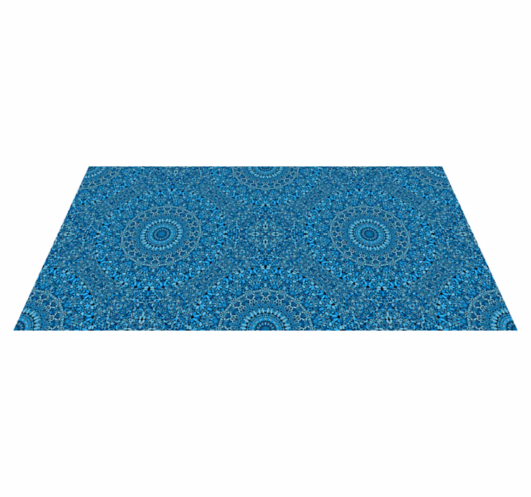 Elaborate Blue Motif mandala vinyl carpet - TenStickers