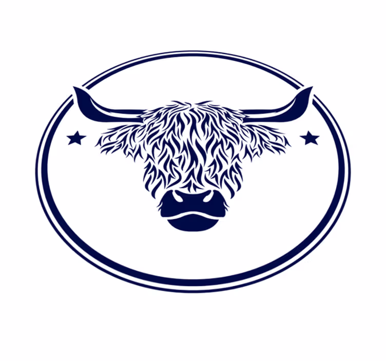 Highland Cow Emblem animal vinyl carpet - TenStickers