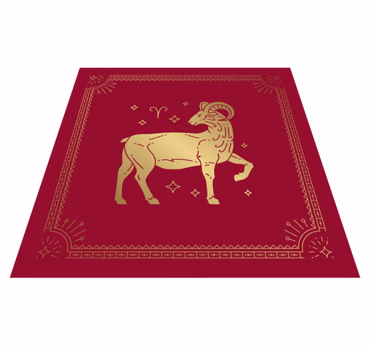Golden aries symbol animal vinyl carpet - TenStickers