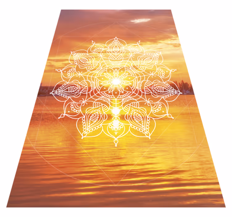 Bright orange design mandala vinyl carpet - TenStickers
